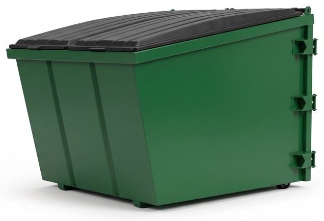 Green rear-load commercial dumpster
